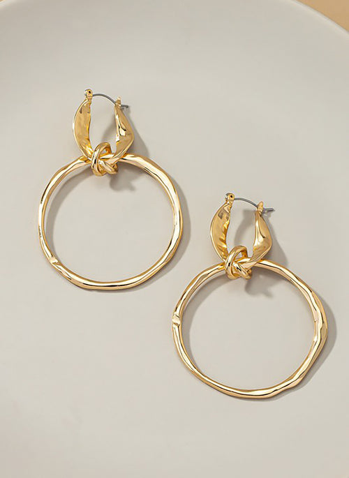 Hammered Hoop Drop Earrings