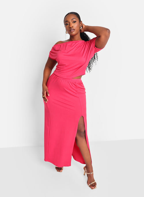 Paisley Maxi Slip Skirt W. Slit